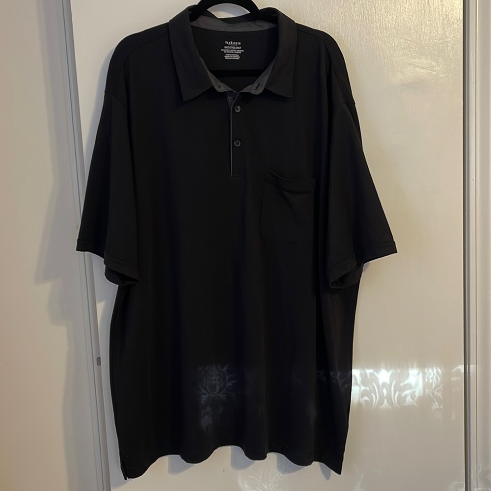 Van Heusen short sleeve polo shirt, black, 3XLT.
